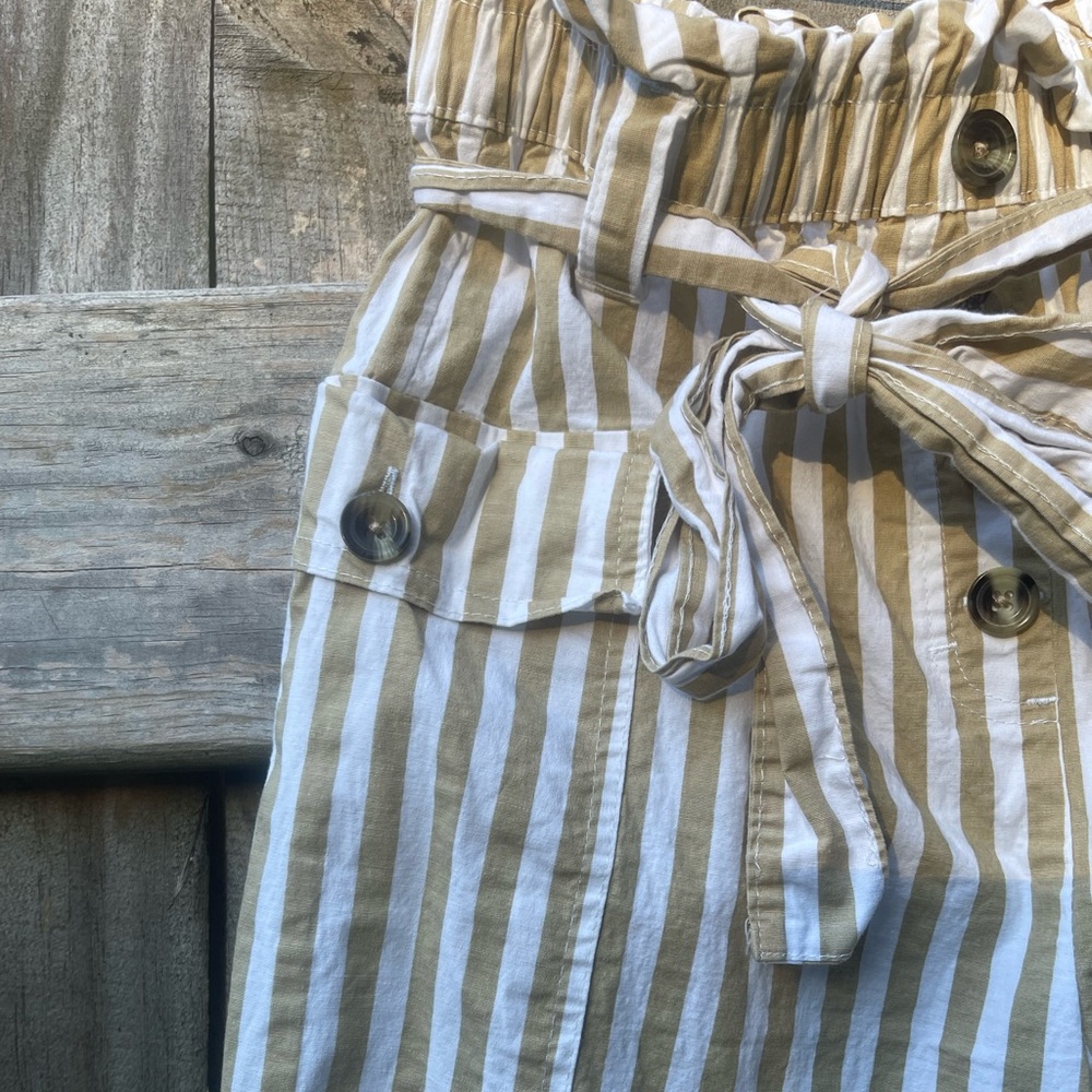 Taxi Striped High-Waist Paperbag Pants Size L - Picture 5 of 7